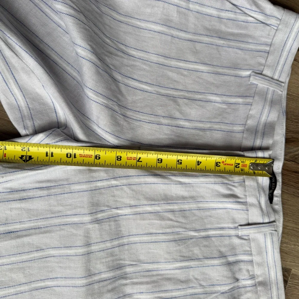 Banana‎ Republic Avery Striped Linen Blend Ankle Pants Grey Blue Womens 12P